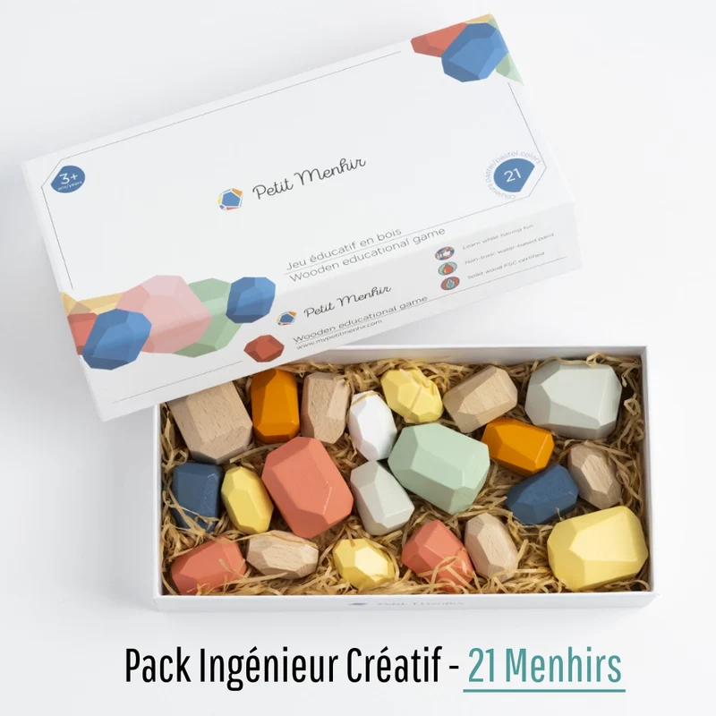 Les Petits Menhirs | Jeu Éducatif en Bois - Couleurs Pastel