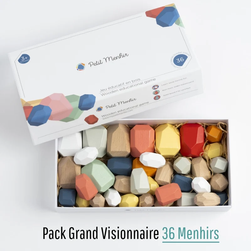 Les Petits Menhirs | Jeu Éducatif en Bois - Couleurs Pastel