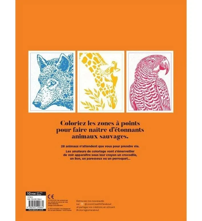 Coloriages Mystères Animaux Sauvages – Livre d’Art-Thérapie Adulte Marabout