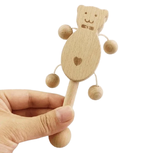 Hochet en Bois Ours Montessori - Édition Exclusive