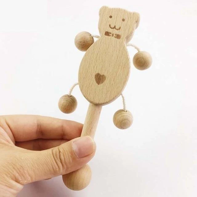 Hochet en Bois Ours Montessori - Édition Exclusive