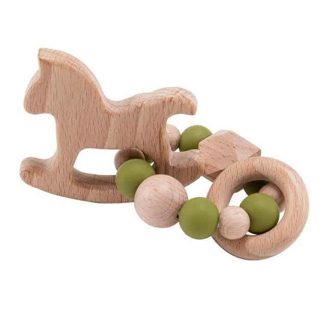 Hochet en Bois Cheval Montessori - Édition Exclusive