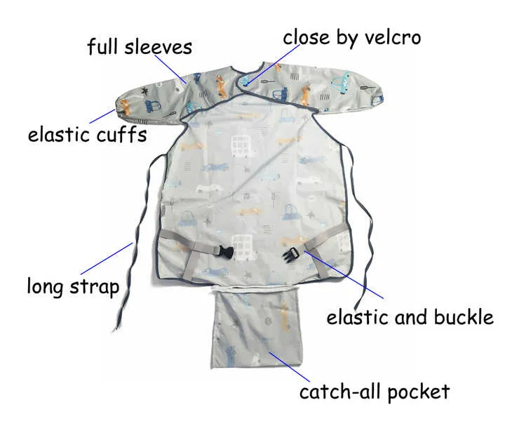Bavoir Bébé à Manches Longues Imperméable pour Repas