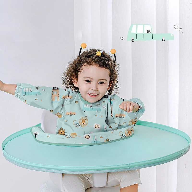 Bavoir Bébé avec Tapis de Table Imperméable pour Chaise Haute