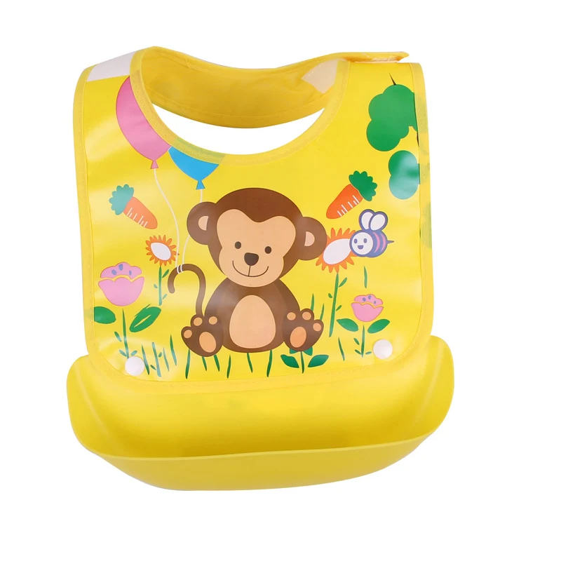 Bavoir Bébé en Silicone avec Poche Récupératrice Imperméable