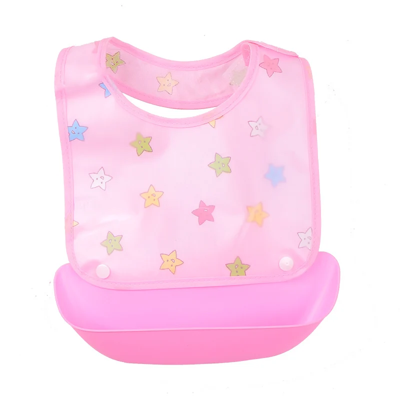 Bavoir Bébé en Silicone avec Poche Récupératrice Imperméable