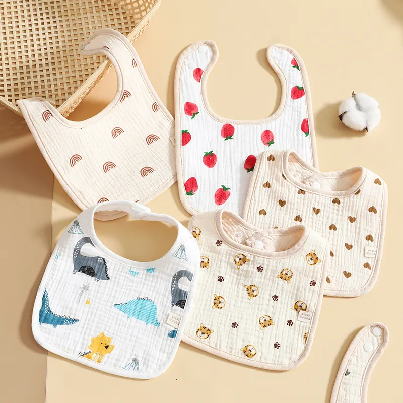 Lot de Bavoirs Bébé en Mousseline avec Fermeture à Pressions