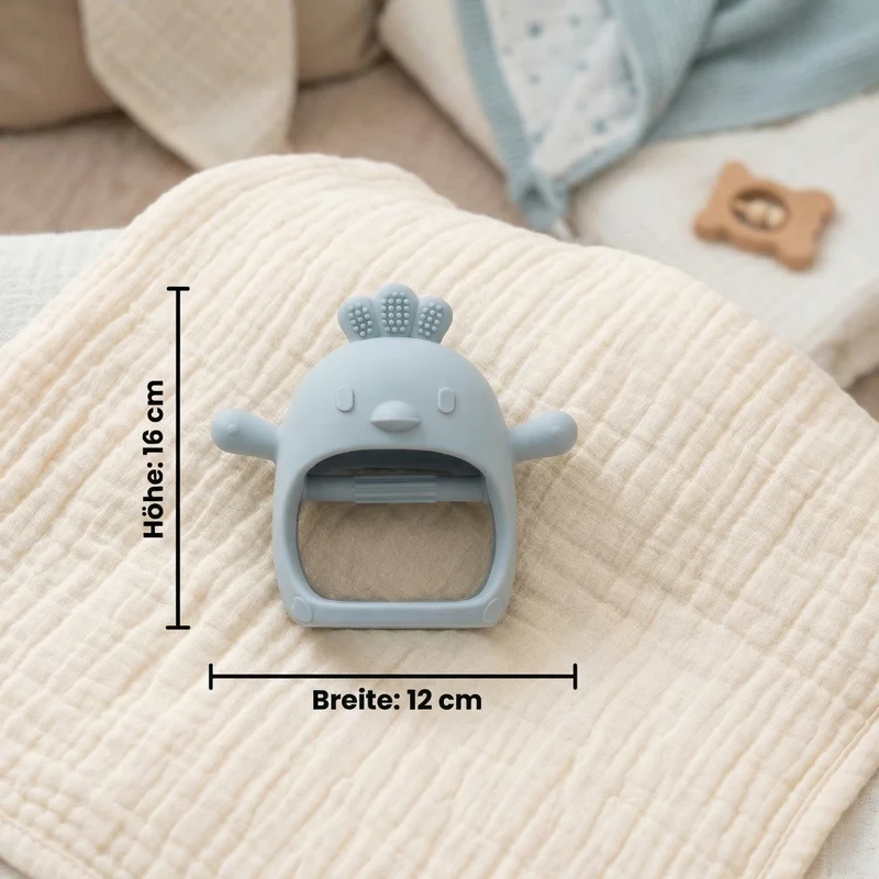Anneau de Dentition Bébé en Silicone Alimentaire Motif Poussin