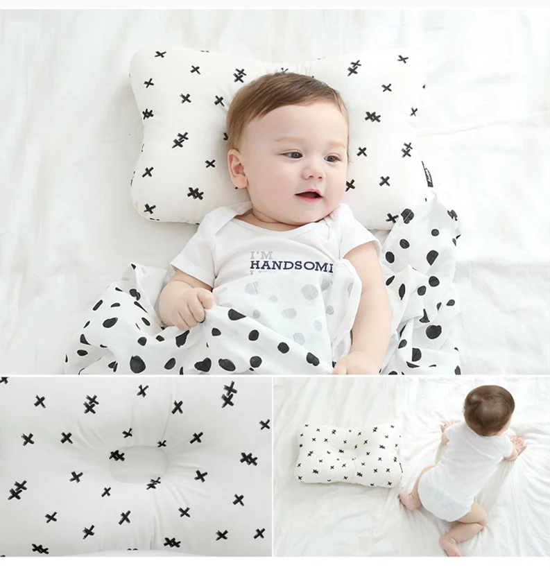 Oreiller Plat Bébé avec Appui-Tête Ergonomique Anti Tête Plate