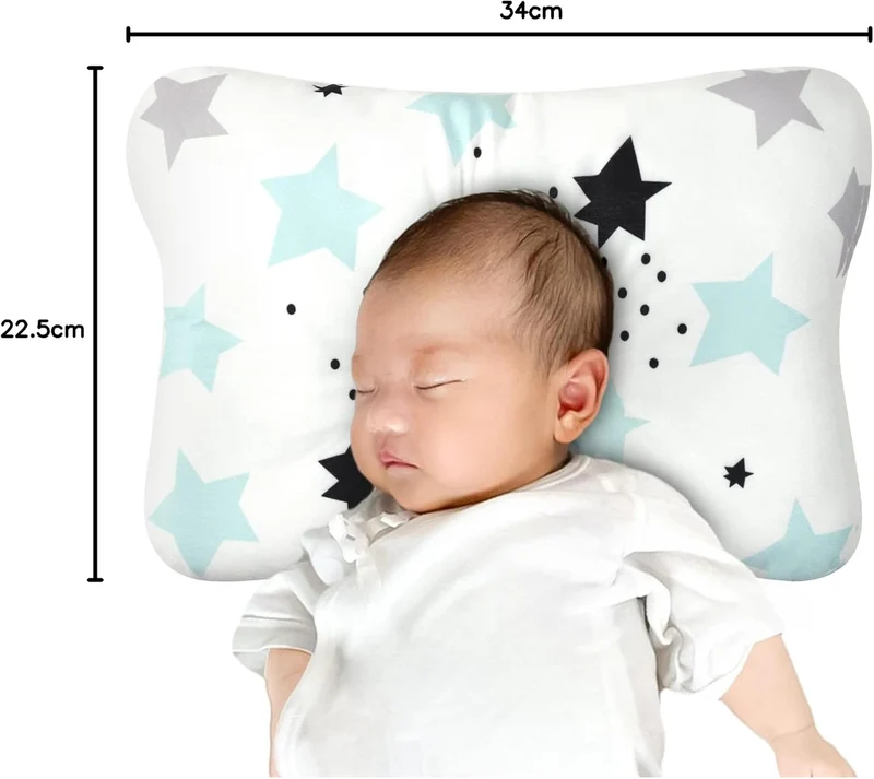 Oreiller Plat Bébé avec Appui-Tête Ergonomique Anti Tête Plate