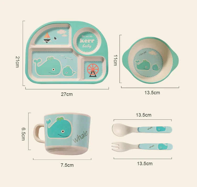 Coffret Repas Bébé Motif Nuage – Assiette, Bol, Tasse & Couverts pour Enfant