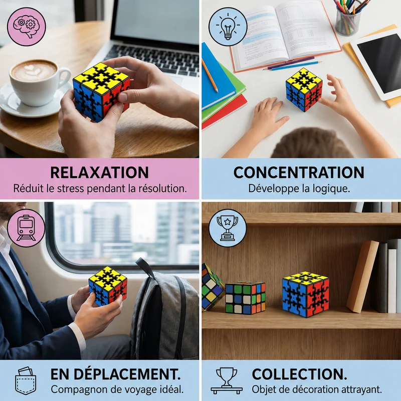 Cube Magique Mécanique 3x3x3 à Engrenages – Casse-Tête Logique