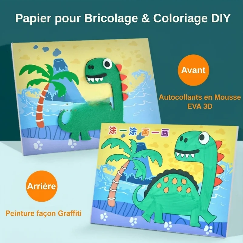 Puzzles autocollants en 3D en mousse EVA - Pack de 10/12 feuilles