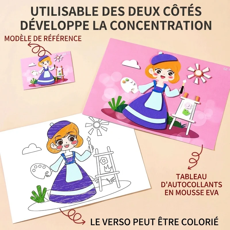Puzzles autocollants en 3D en mousse EVA - Pack de 10/12 feuilles