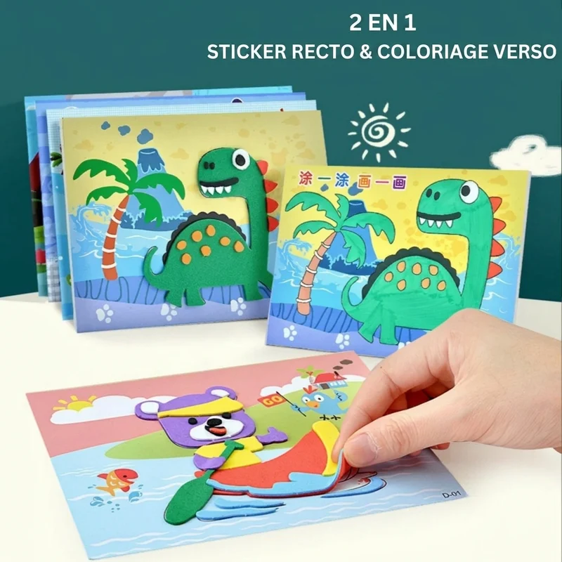 Puzzles autocollants en 3D en mousse EVA - Pack de 10/12 feuilles
