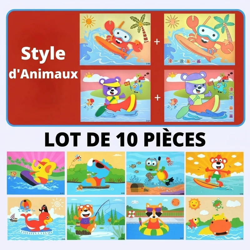 Puzzles autocollants en 3D en mousse EVA - Pack de 10/12 feuilles