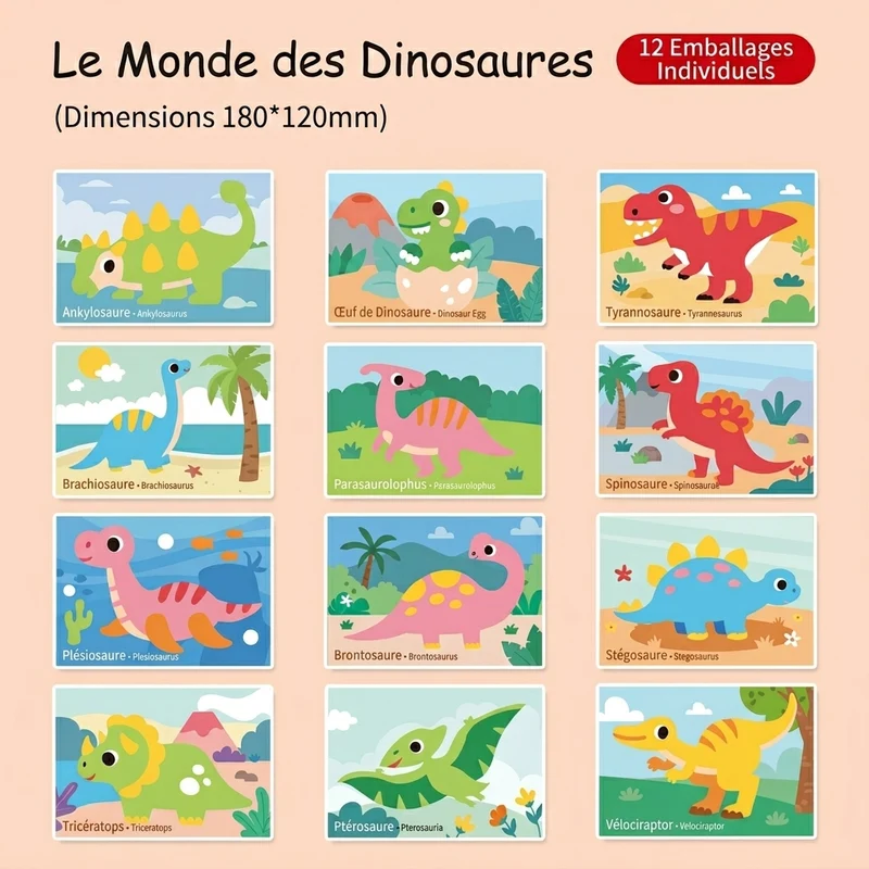 Puzzles autocollants en 3D en mousse EVA - Pack de 10/12 feuilles