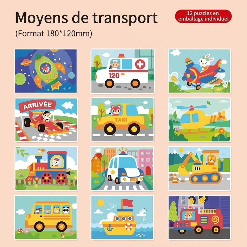 Puzzles autocollants en 3D en mousse EVA - Pack de 10/12 feuilles