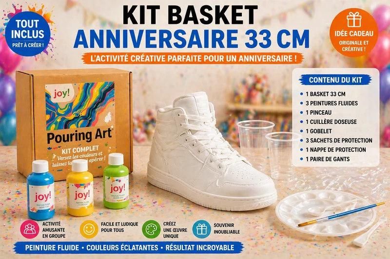 Kit anniversaire DIY Pouring Art Sneakers – Lot de 4 à 14 figurines à peindre