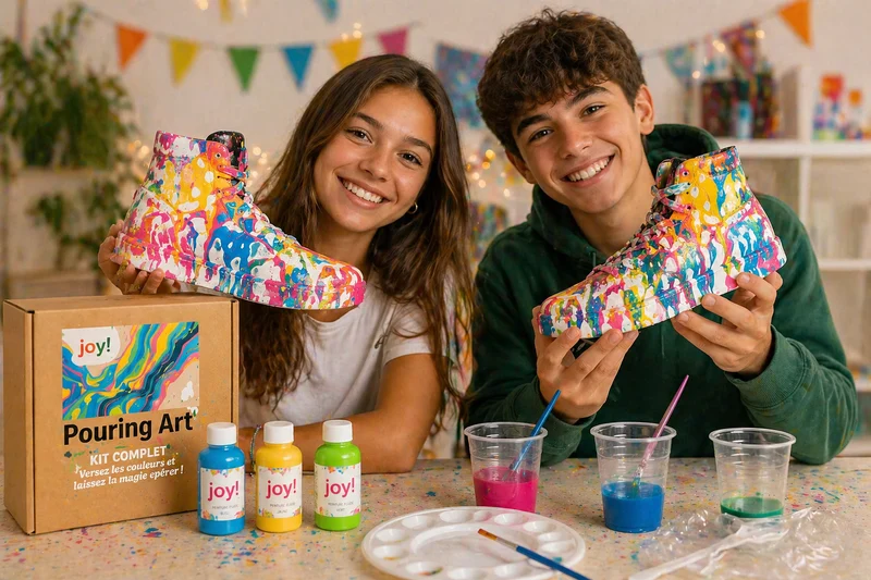 Kit anniversaire DIY Pouring Art Sneakers – Lot de 4 à 14 figurines à peindre