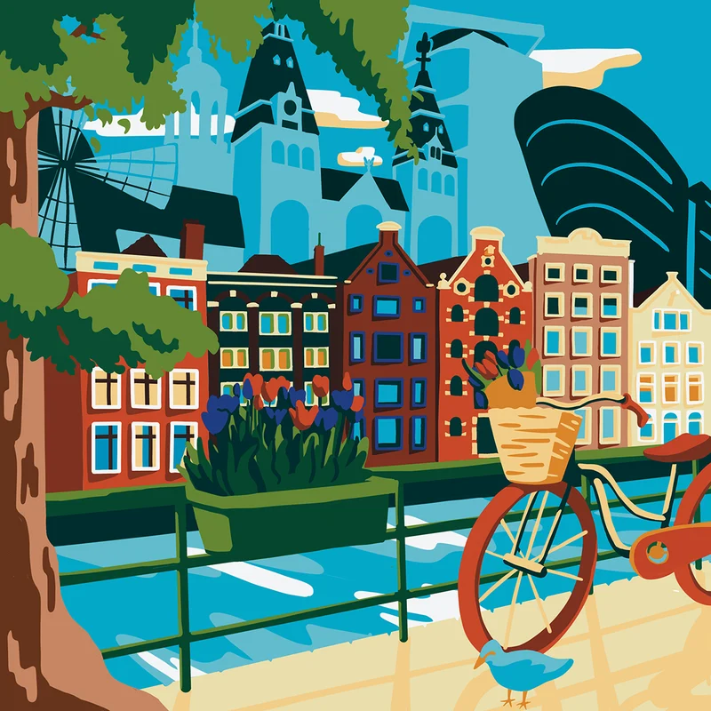 Kit Anniversaire Ado Peinture par Numéros Amsterdam 30x30 cm | Joy Cadeaux