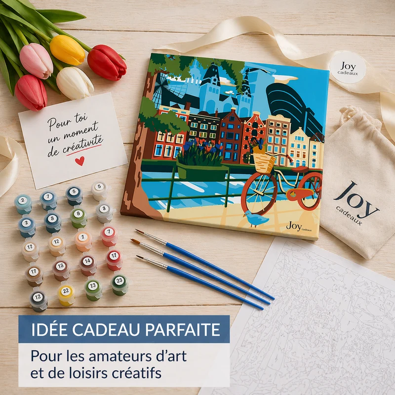 Kit Peinture par Numéros Amsterdam 30x30 cm – Activité Créative Ado & Adulte | Joy Cadeaux