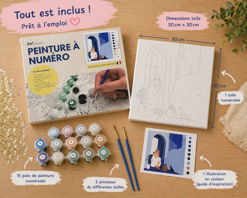 Kit Anniversaire Ado Peinture par Numéros – Lot de 6 à 12 Kits 30x30 cm Voyage à Chefchaouen
