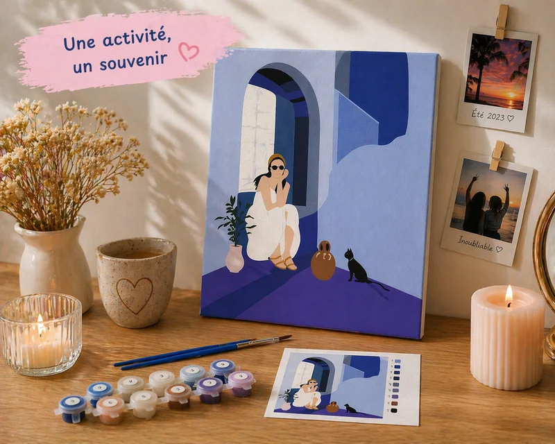 Kit Anniversaire Ado Peinture par Numéros – Lot de 6 à 12 Kits 30x30 cm Voyage à Chefchaouen
