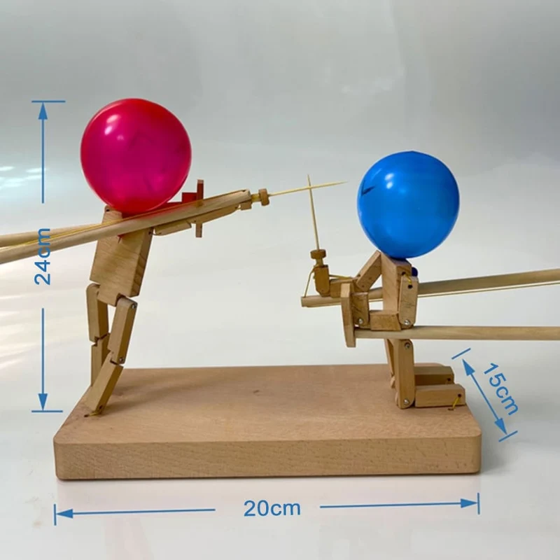 Jeu d'Escrime en Bois pour Enfants et Adultes – Poupées Artisanales avec Ballons