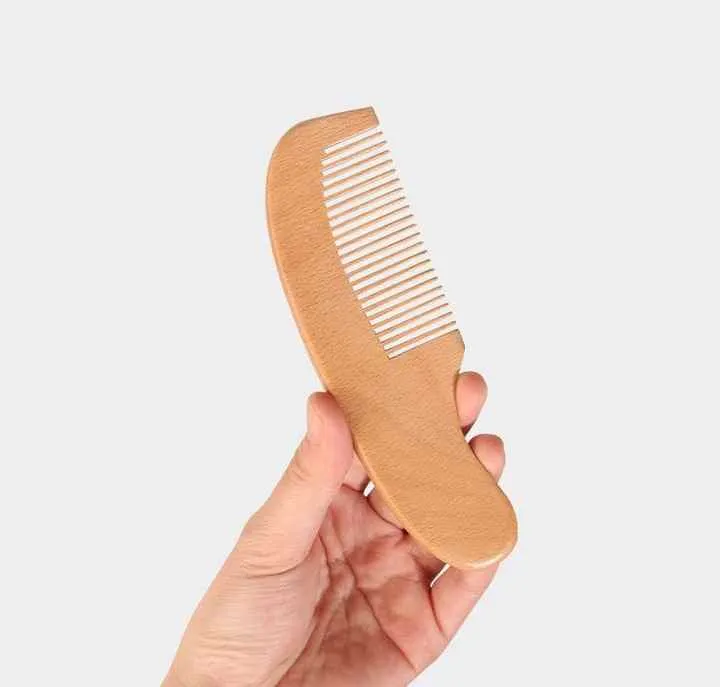 Set Brosse et Peigne en Bois pour Bébé – Brosse à Cheveux en Poils Naturels pour Nouveau-Nés