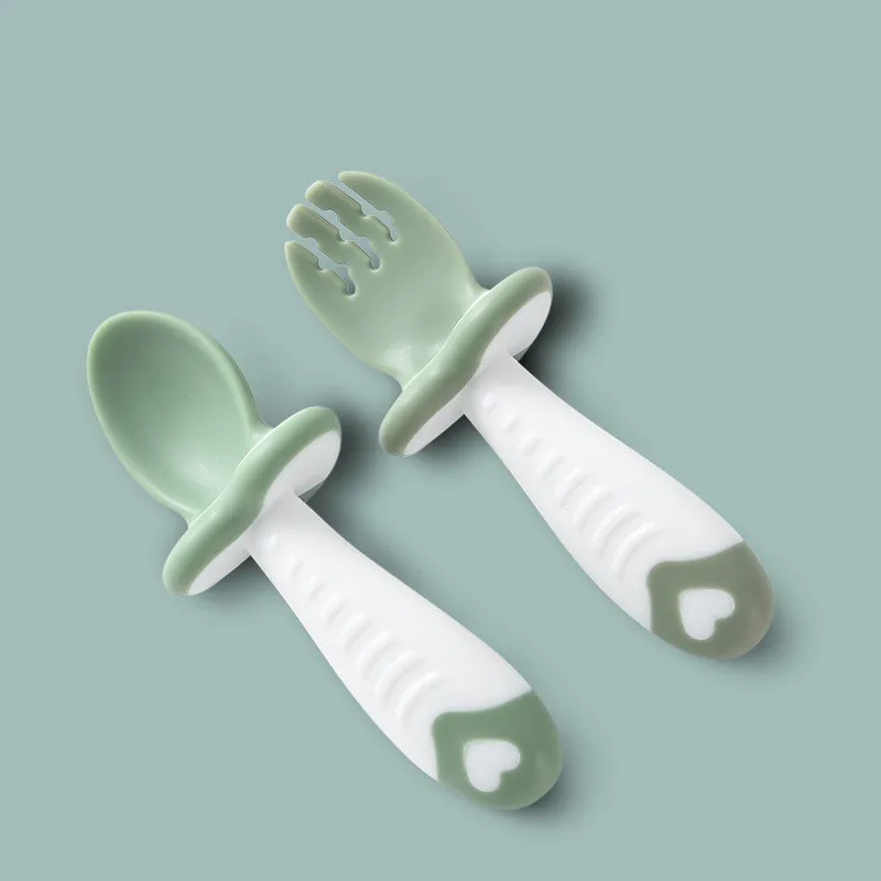 Set de Couverts pour Bébé – Cuillère et Fourchette Ergonomiques en Silicone pour Tout-Petits