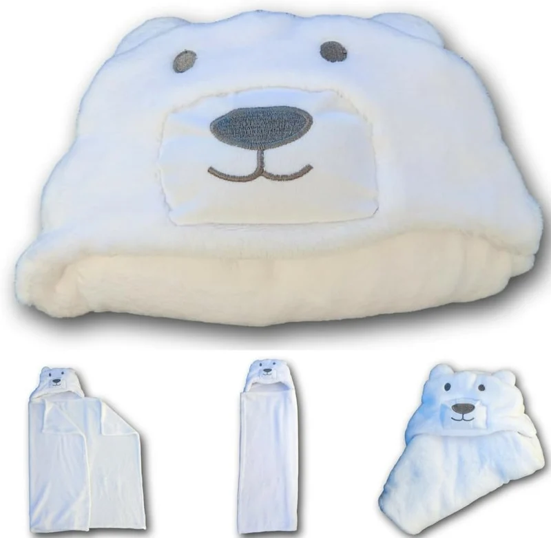 Cape de Bain à Capuche Ours Polaire pour Bébé – Ultra-Moelleuse & Chaude | Dès la Naissance