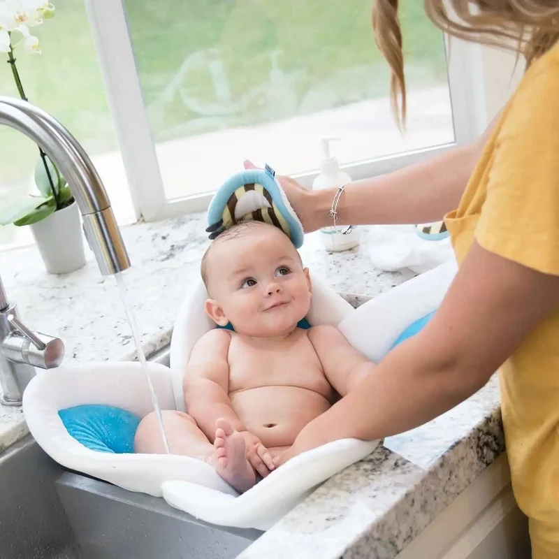 Tapis de Bain Bébé Antidérapant – Forme Fleur, Séchage Rapide | 8 Couleurs