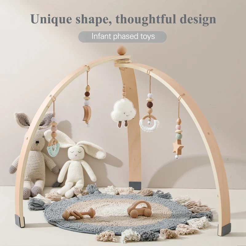Portique d'Éveil Montessori en Bois pour Bébé – Arche d'Activités avec Jouets Suspendus | Dès 0 mois