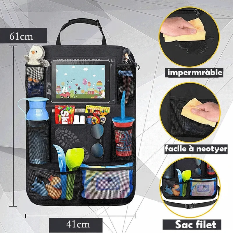 Organisateur de Siège Auto pour Enfants – Rangement, Tablette & Zéro Chaos en Voiture