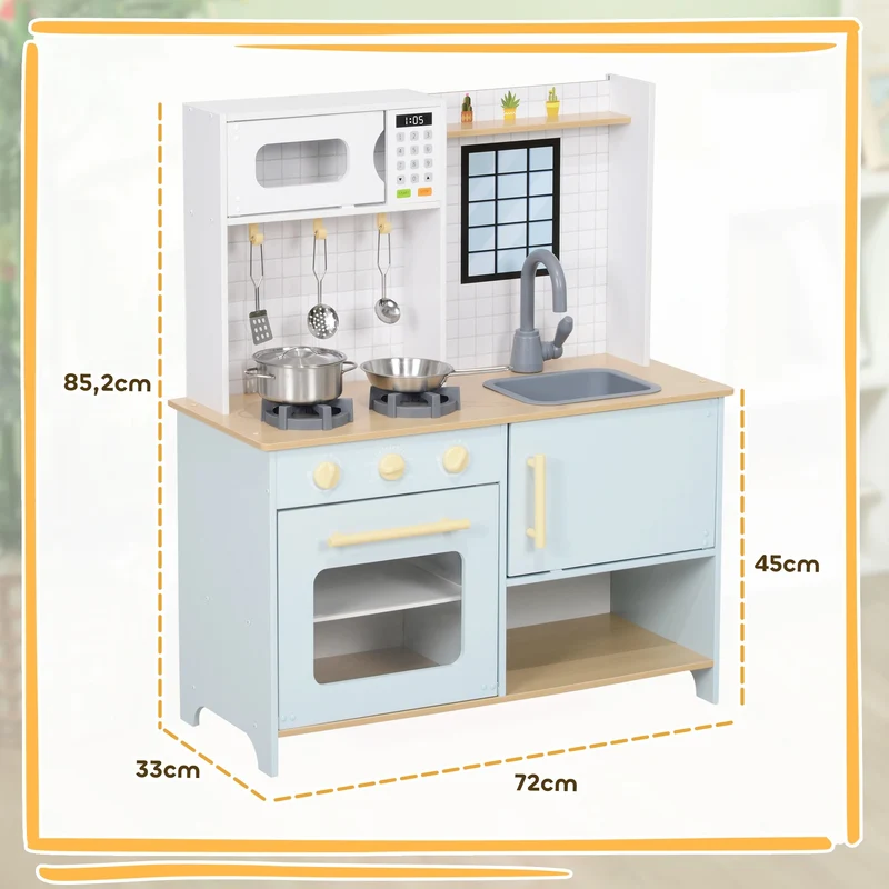 🍳 Cuisine en Bois Enfant Montessori – Grande Cuisine Éducative avec Accessoires