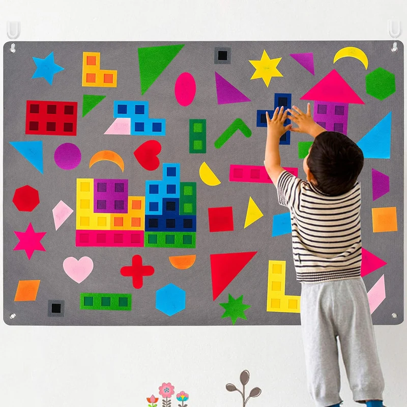 Tableau Montessori en Feutre avec 64 Pièces – Stimulez la Créativité et l’Apprentissage Ludique de Votre Enfant