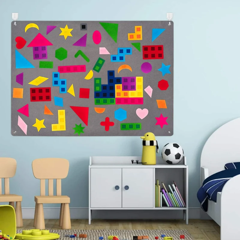 Tableau Montessori en Feutre avec 64 Pièces – Stimulez la Créativité et l’Apprentissage Ludique de Votre Enfant