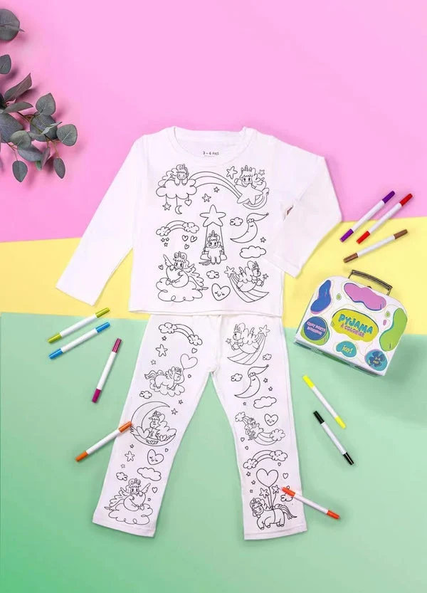 Kit Anniversaire Pyjama Licorne à Colorier – Activité Créative Sans Écran pour Enfants