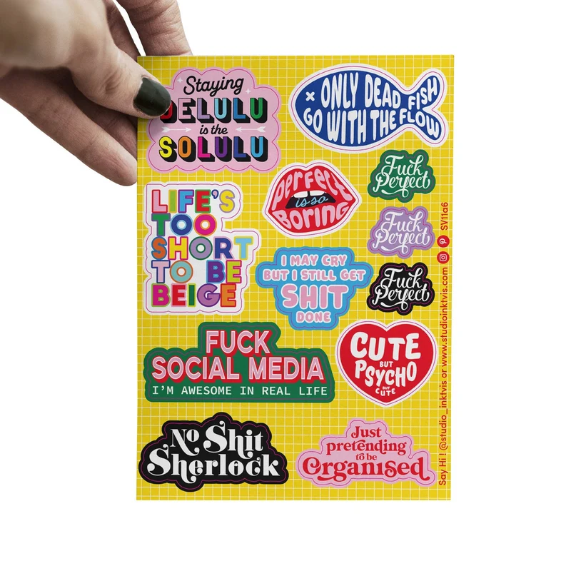Planche de Stickers Audacieux & Colorés – 11 Stickers Fun Format A6