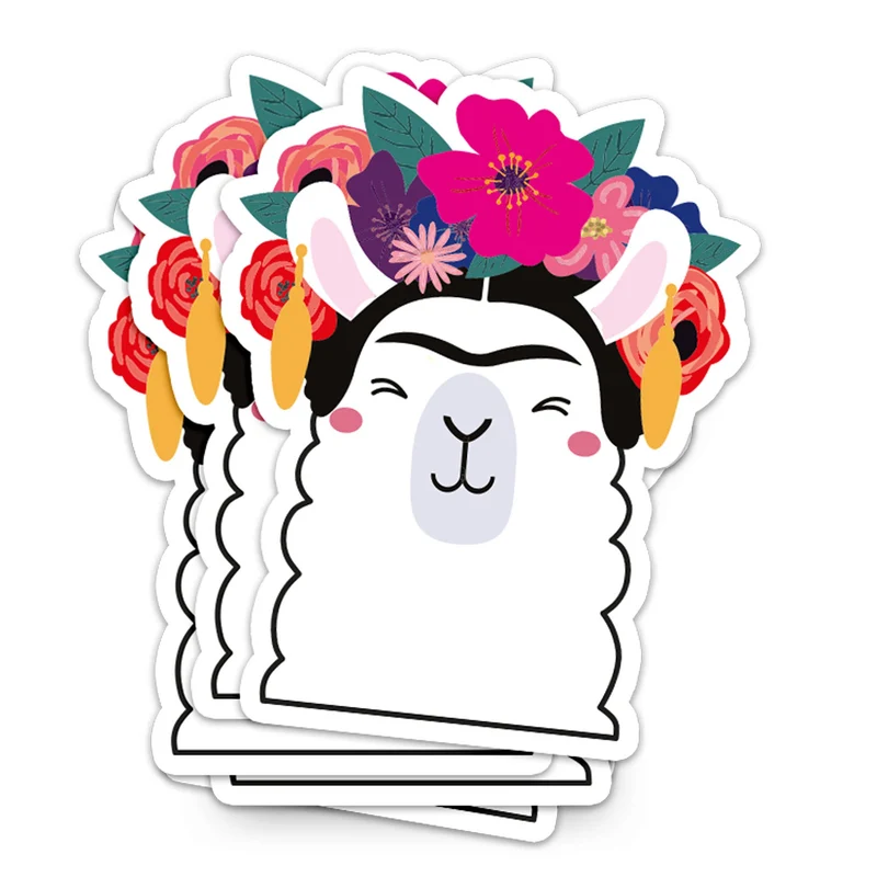 Sticker Lama Frida Kahlo – Autocollant Vinyle Kawaii & Artistique