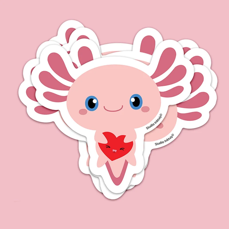 Sticker Axolotl Kawaii – Autocollant Vinyle Cute Résistant