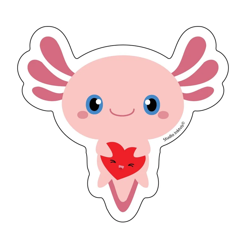 Sticker Axolotl Kawaii – Autocollant Vinyle Cute Résistant