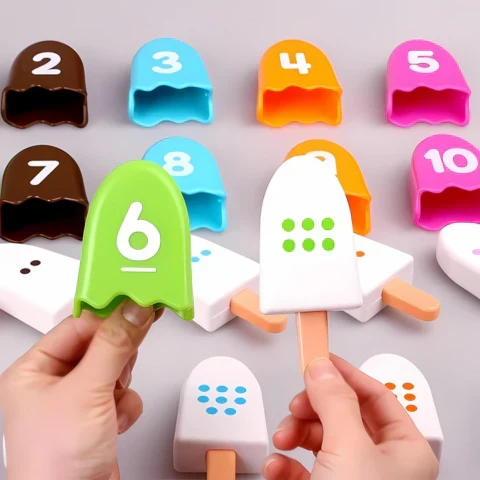 Jeu de Glaces à Compter Montessori – Chiffres, Couleurs & Motricité Fine | Dès 3 ans