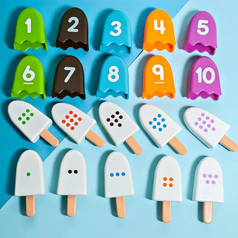 Jeu de Glaces à Compter Montessori – Chiffres, Couleurs & Motricité Fine | Dès 3 ans