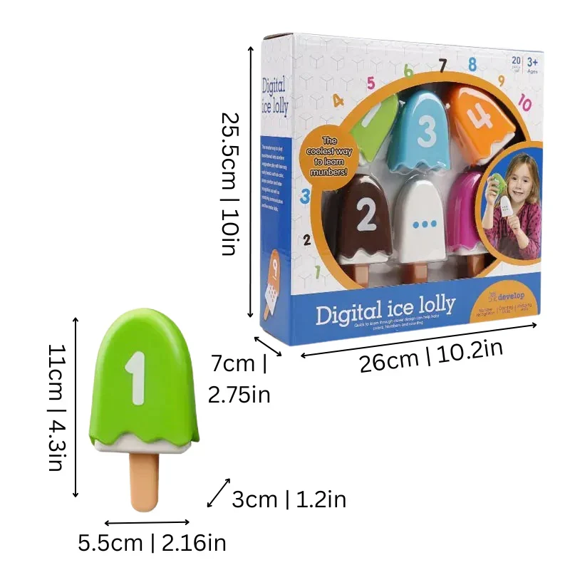 Jeu de Glaces à Compter Montessori – Chiffres, Couleurs & Motricité Fine | Dès 3 ans