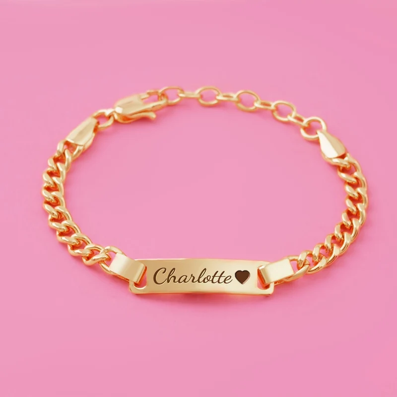 BabyBond – Bracelet Personnalisé Gravé au Prénom de Bébé, Plaqué Or 18 Carats