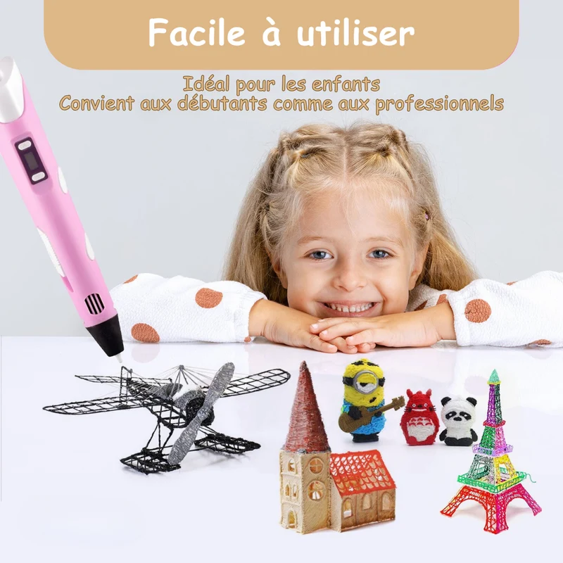 Stylo 3D pour Enfants – Kit de Démarrage Complet, 50 m de Filament