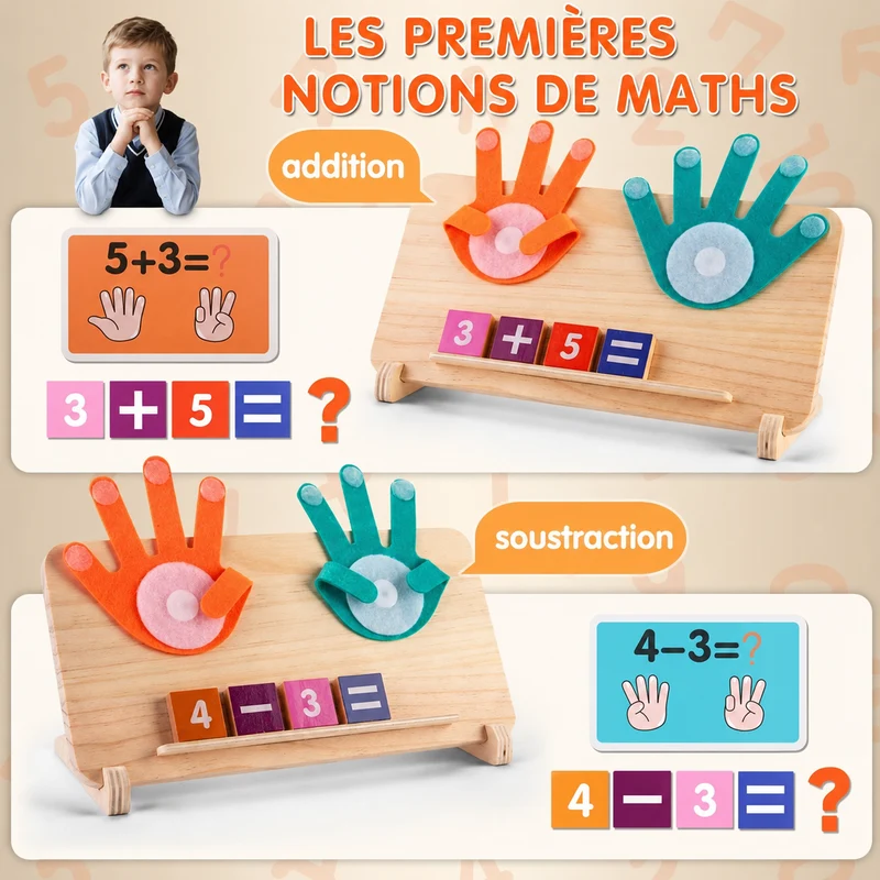 Tableau d'Apprentissage Mathématique Double-Face – Éveil Ludique aux Chiffres, de 3 à 5 ans