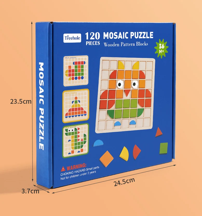 Puzzle en Bois Montessori pour Enfants – 120 Pièces à Associer par Formes et Couleurs